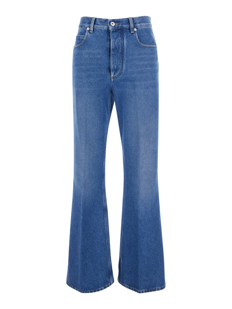 Blue Jeans with logo patch on the back and flared leg in denim for women