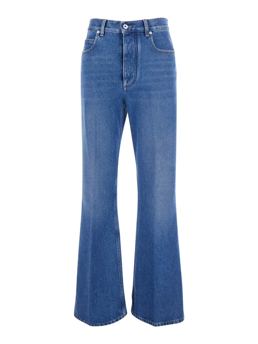 Blue Jeans with logo patch on the back and flared leg in denim for women