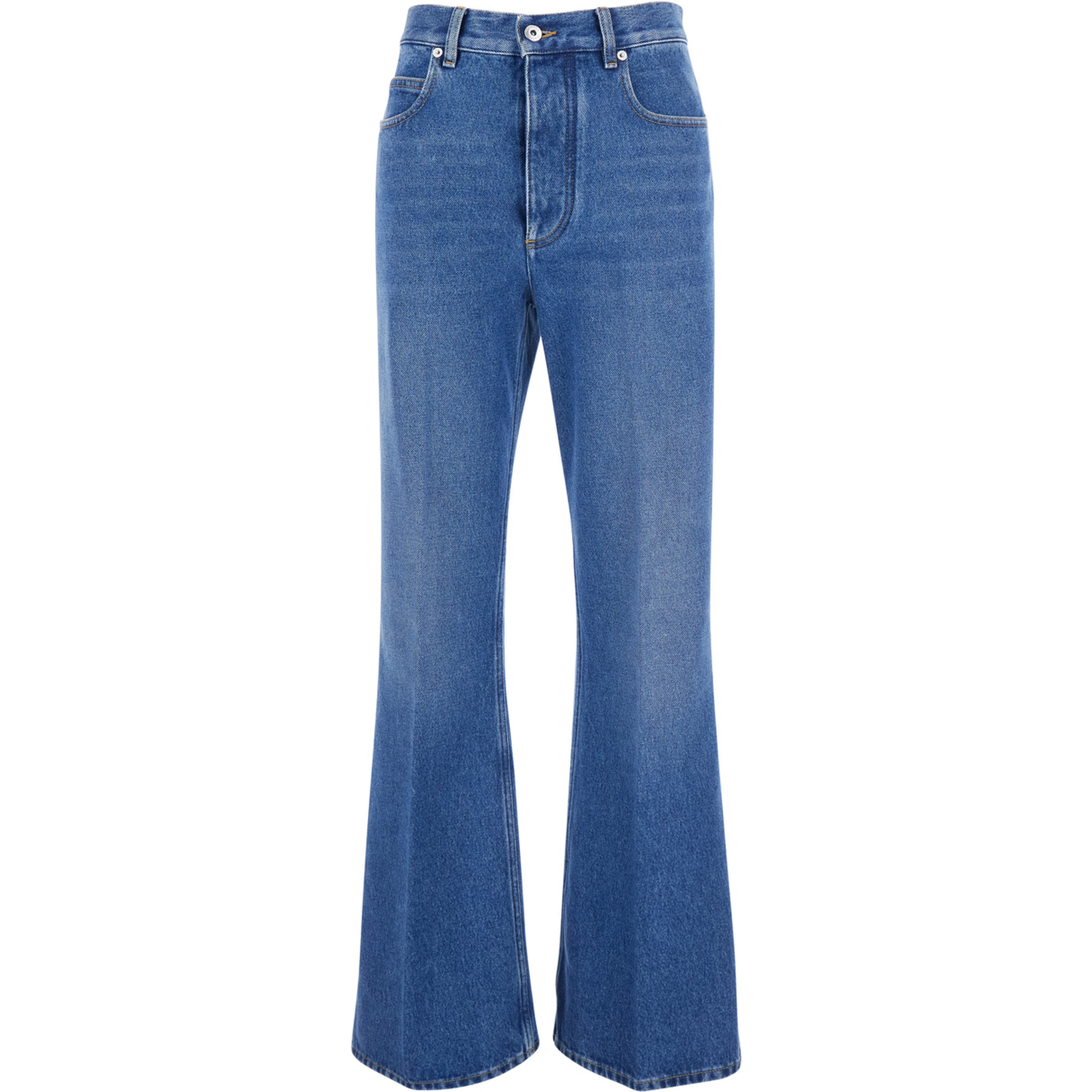 Blue Jeans with logo patch on the back and flared leg in denim for women
