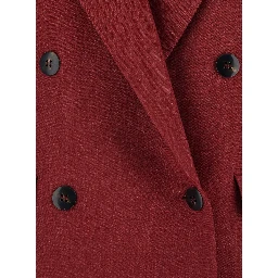 Mstaia Red Double-breasted Gilet with Front Closure in Linen for Women