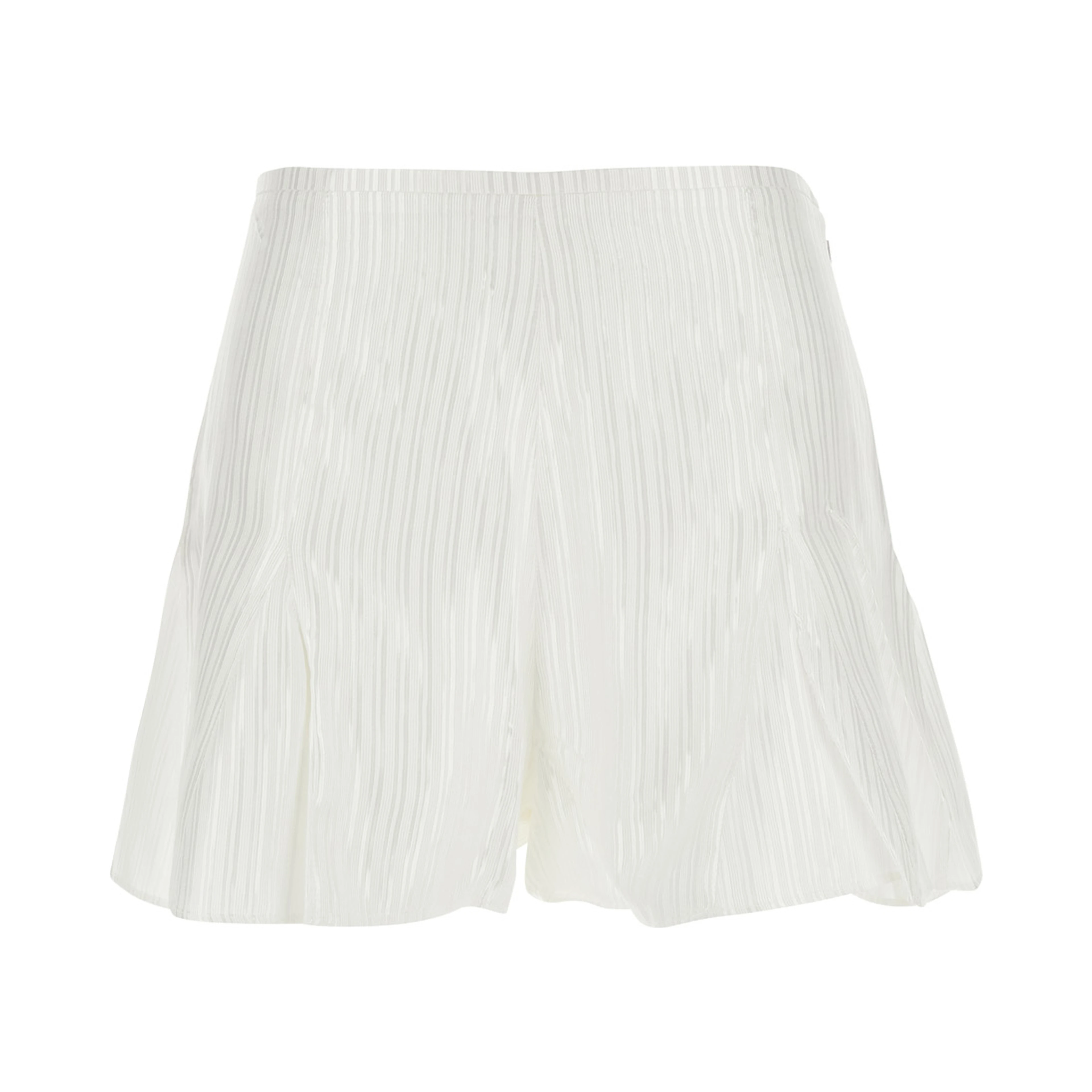 White Flowing Striped Shorts in Viscose and Cotton for Women