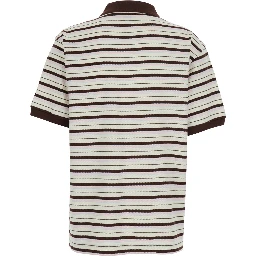 Multicolor Polo Shirt with Embroidered Logo Lettering on the Front and All-Over Stripes in Cotton for Women