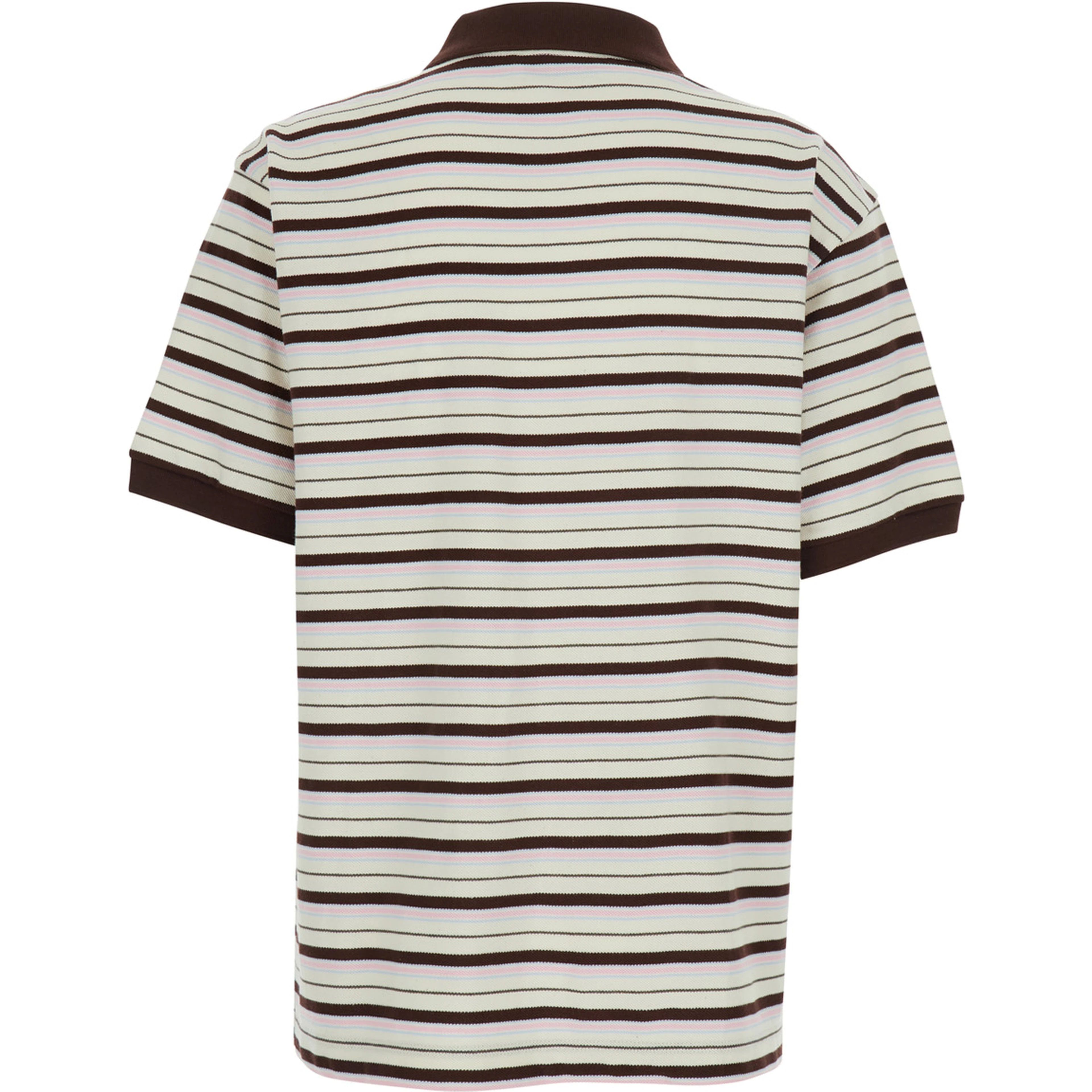Multicolor Polo Shirt with Embroidered Logo Lettering on the Front and All-Over Stripes in Cotton for Women