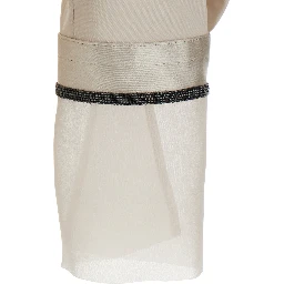 Beige Shirt with Monili decorations on the cuffs in cotton poplin women