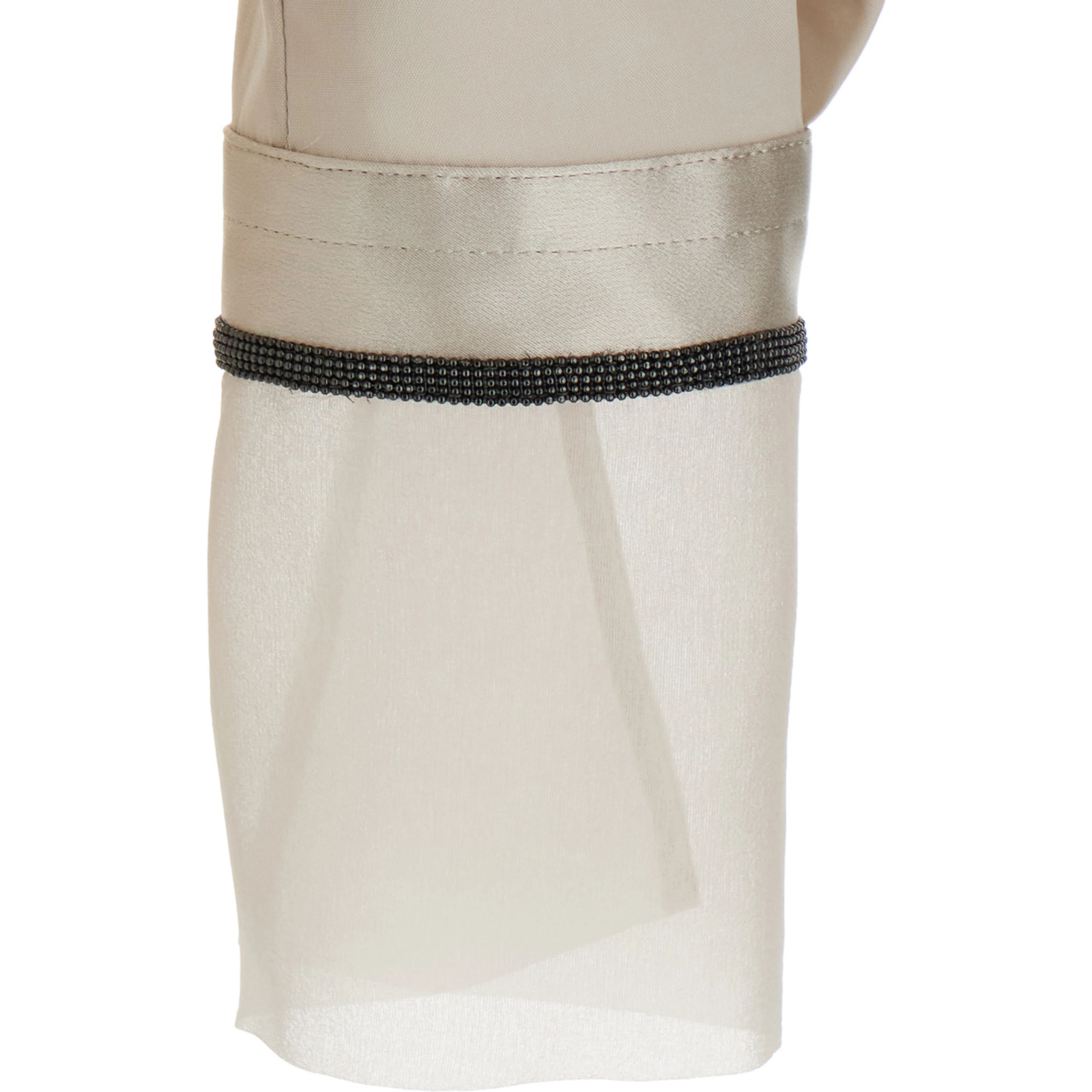 Beige Shirt with Monili decorations on the cuffs in cotton poplin women