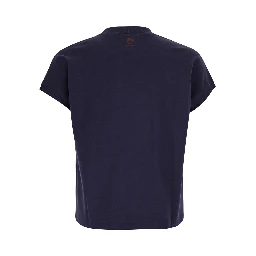 Blue VINTAGE T-Shirt with Round Neck and Front Logo for Men