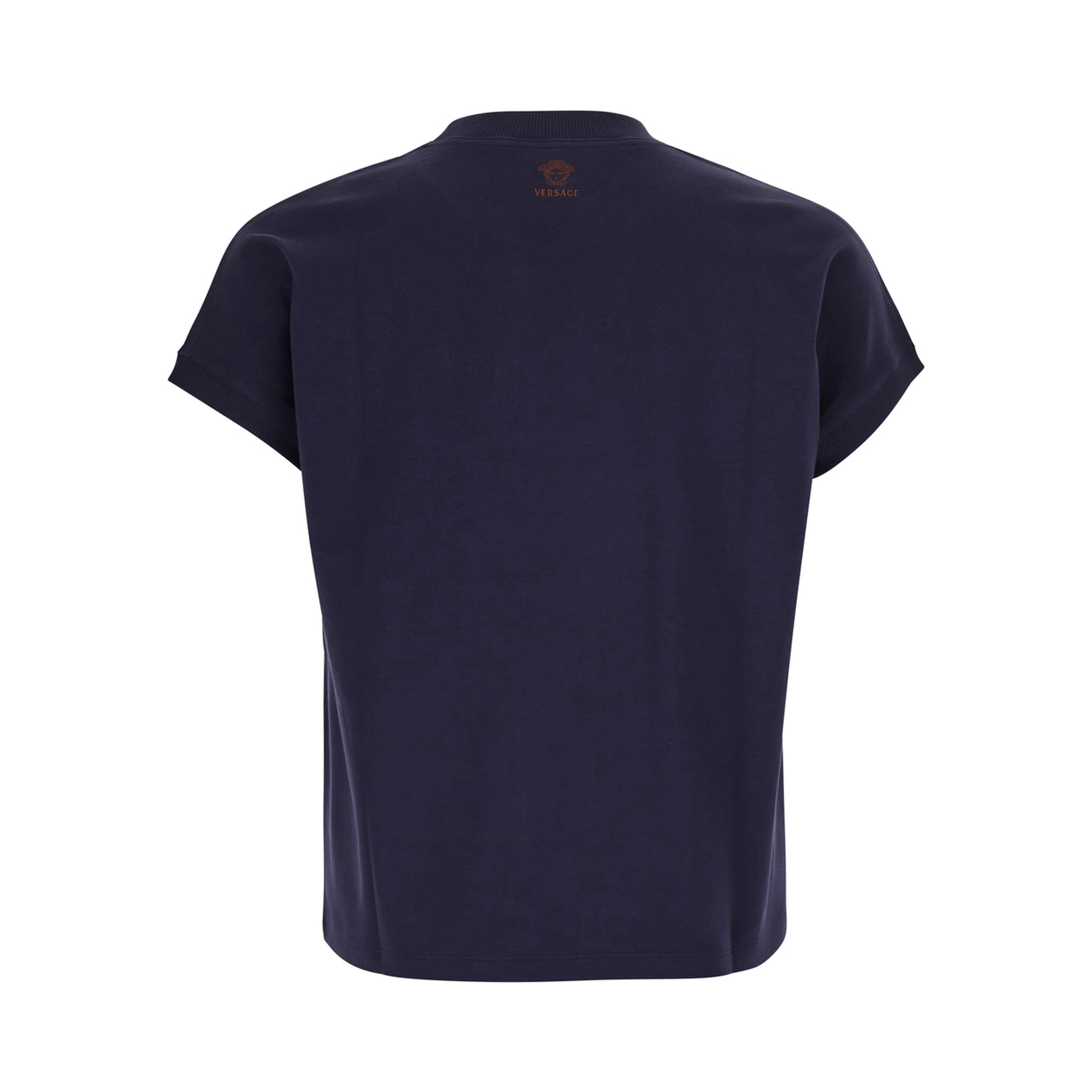 Blue VINTAGE T-Shirt with Round Neck and Front Logo for Men