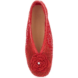 Jenny red Ballet shoes with Mesh design in Fabric for Women