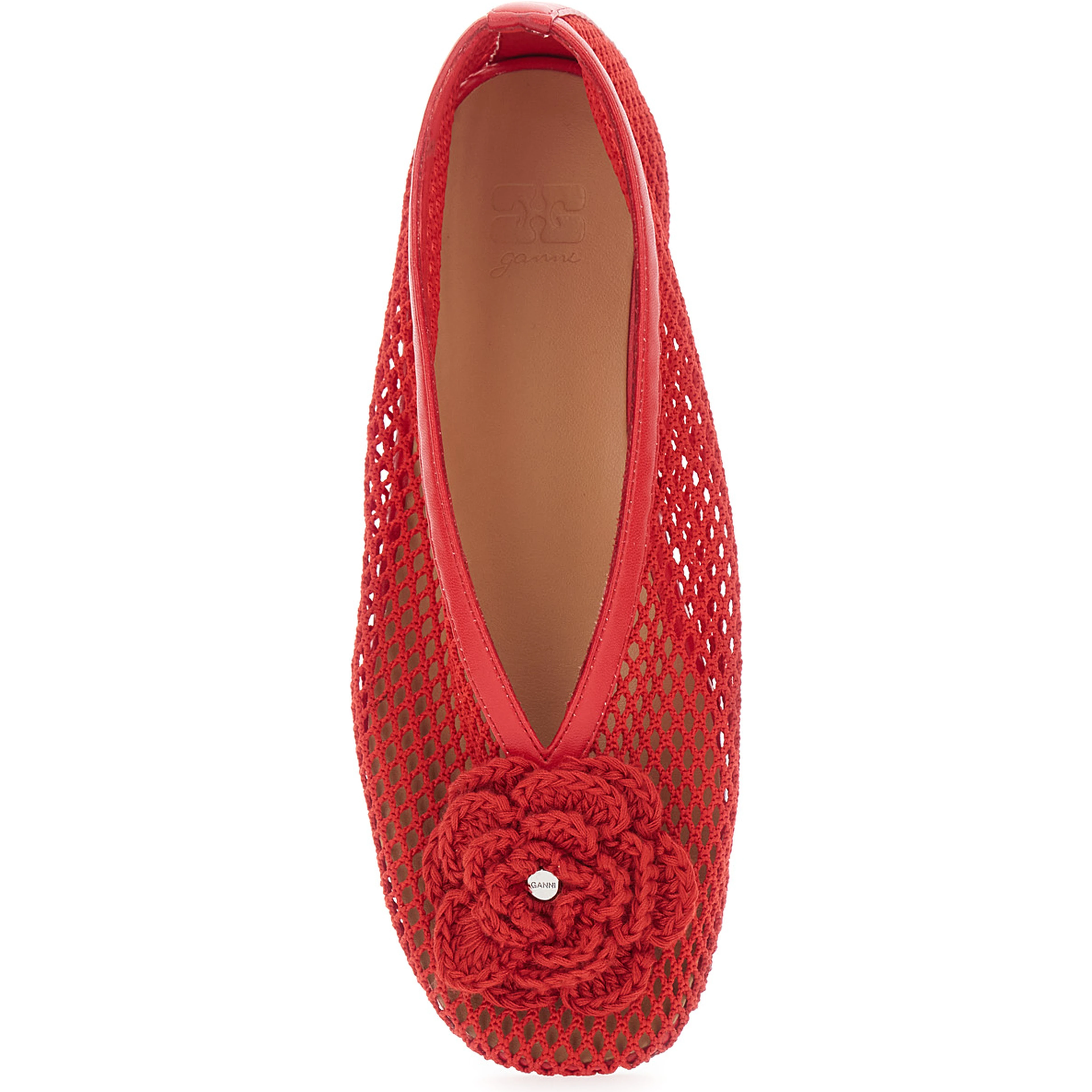 Jenny red Ballet shoes with Mesh design in Fabric for Women