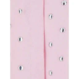 Pink Shirt with classic collar and stud decoration on the front in cotton for women
