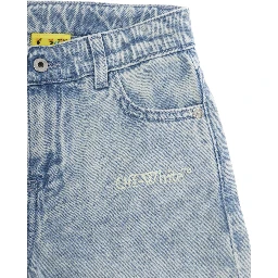 Blue Shorts with Front Logo and Back Logo Patch in Cotton for Girls