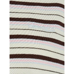 Multicolor Polo Shirt with Embroidered Logo Lettering on the Front and All-Over Stripes in Cotton for Women