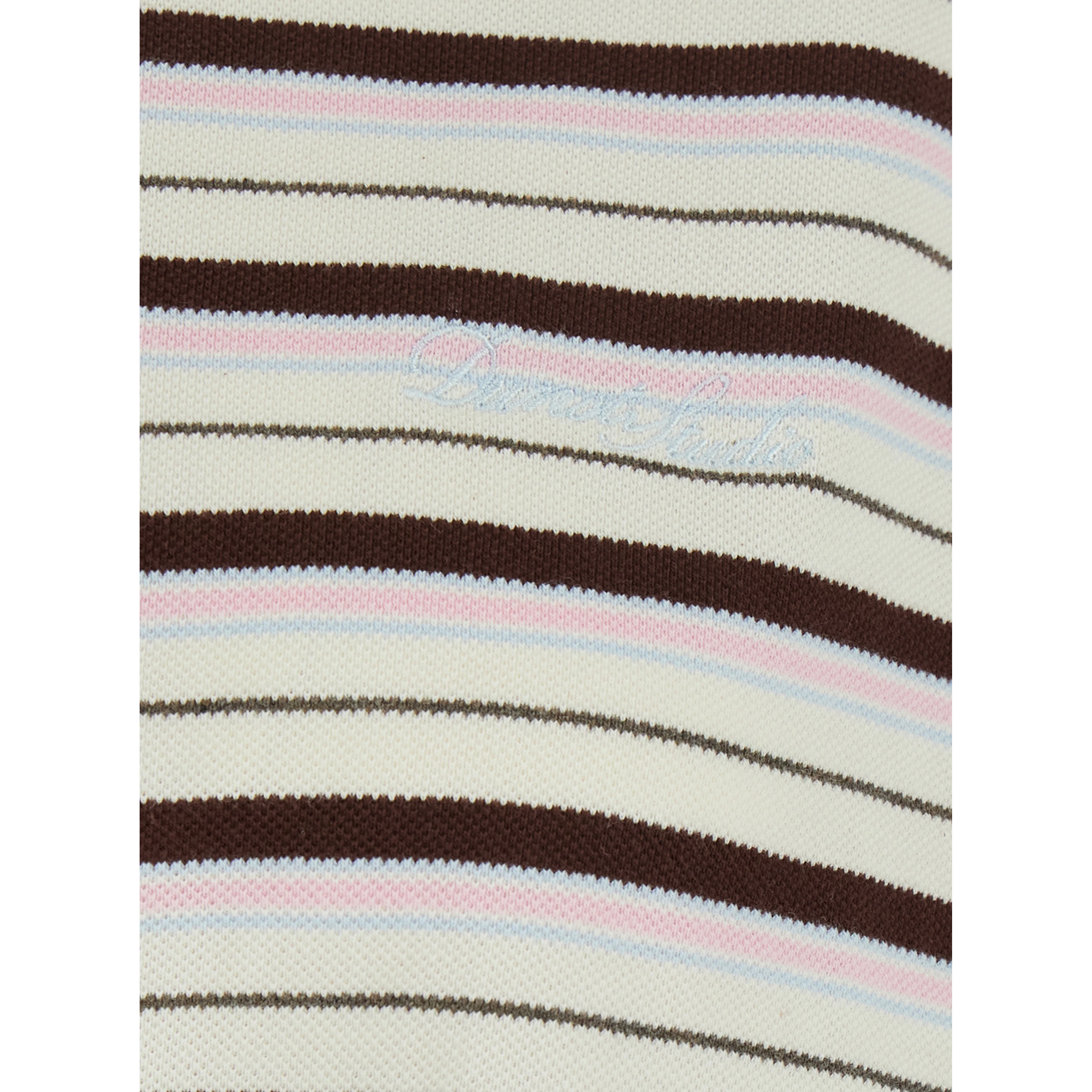 Multicolor Polo Shirt with Embroidered Logo Lettering on the Front and All-Over Stripes in Cotton for Women