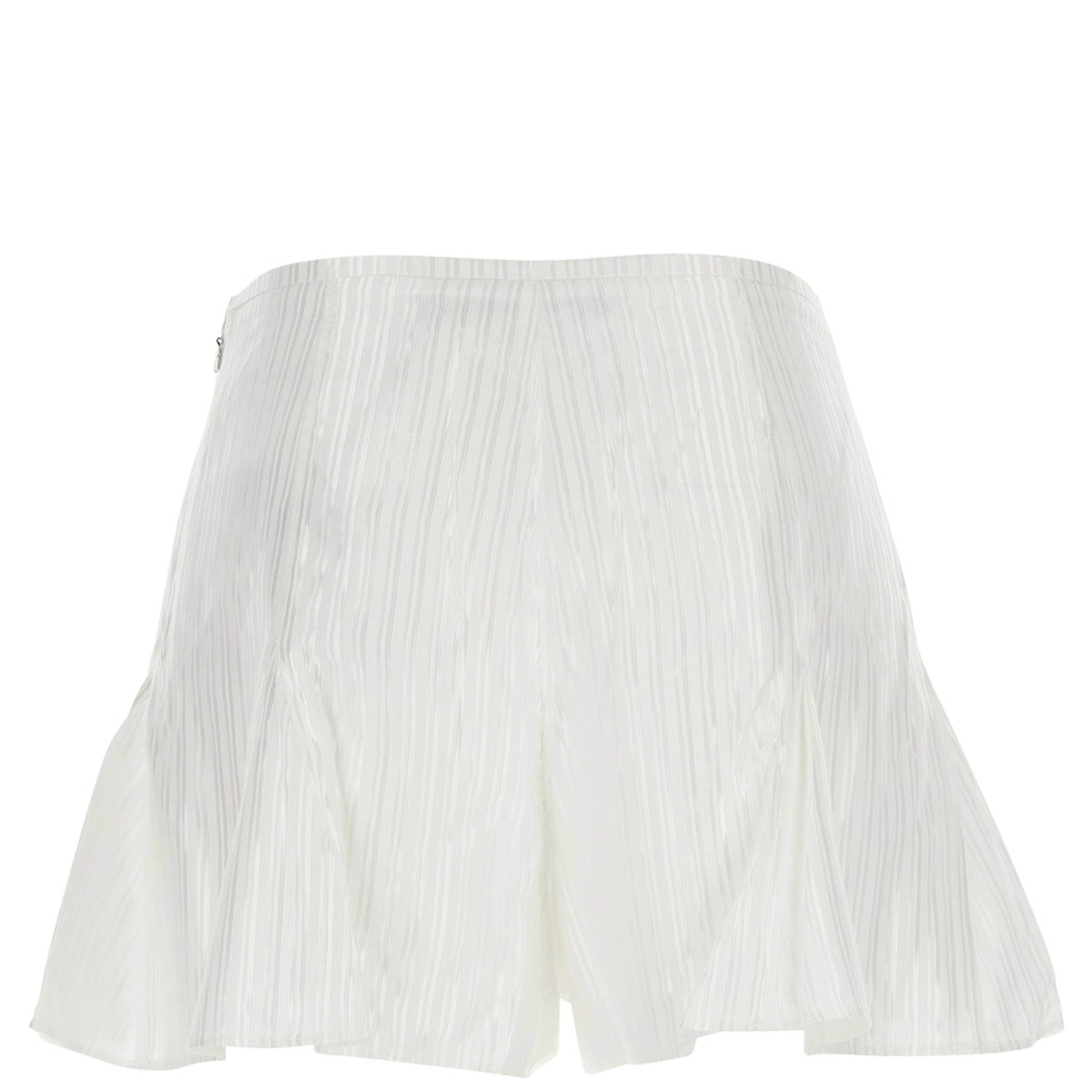 White Flowing Striped Shorts in Viscose and Cotton for Women