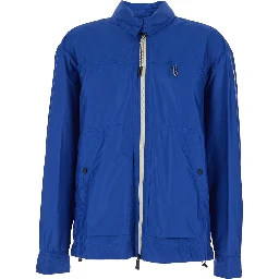 Brive Blue Jacket with High Collar and Logo Patch on the Sleeve in Tech Fabric Man