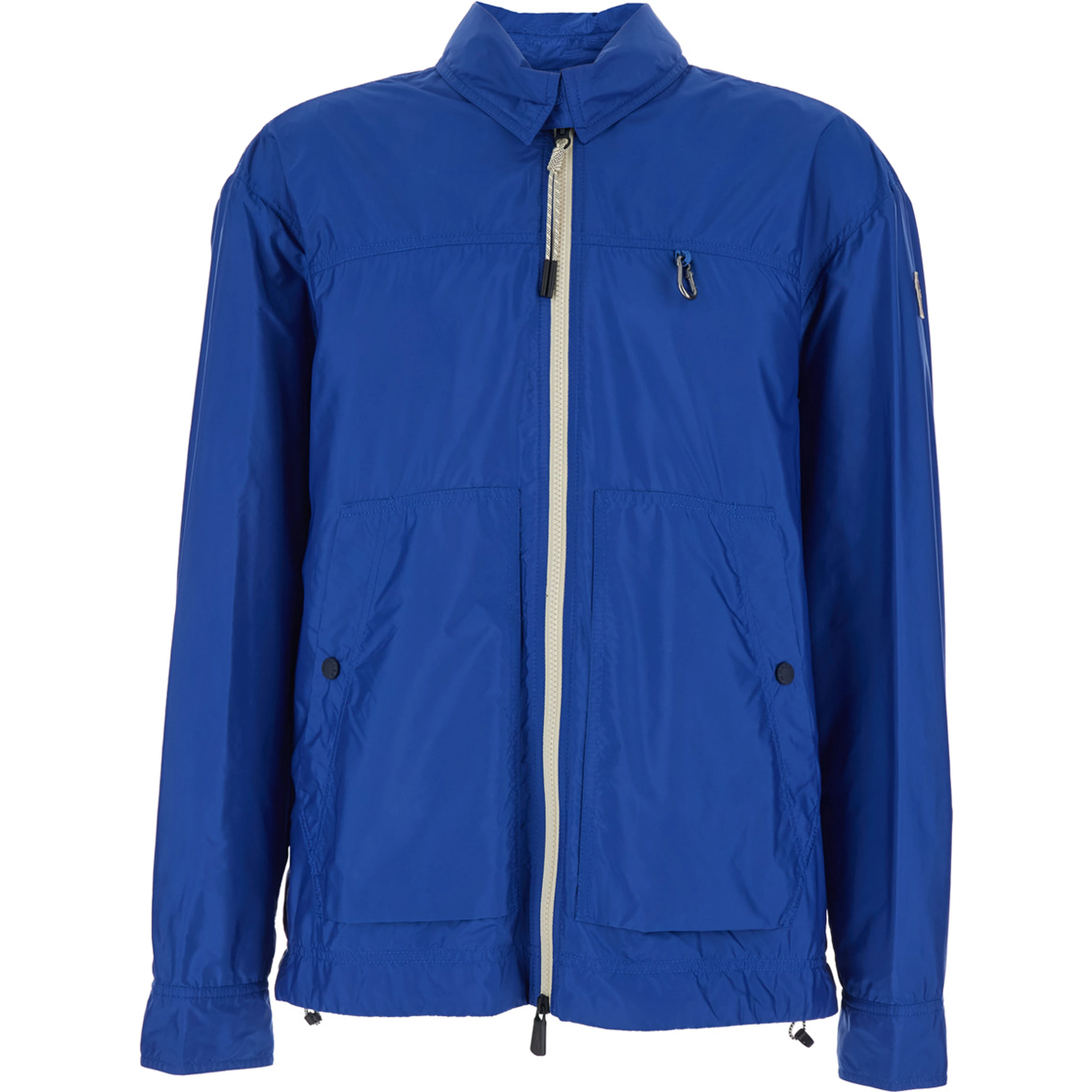 Brive Blue Jacket with High Collar and Logo Patch on the Sleeve in Tech Fabric Man