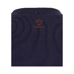Blue VINTAGE T-Shirt with Round Neck and Front Logo for Men