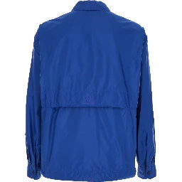Brive Blue Jacket with High Collar and Logo Patch on the Sleeve in Tech Fabric Man