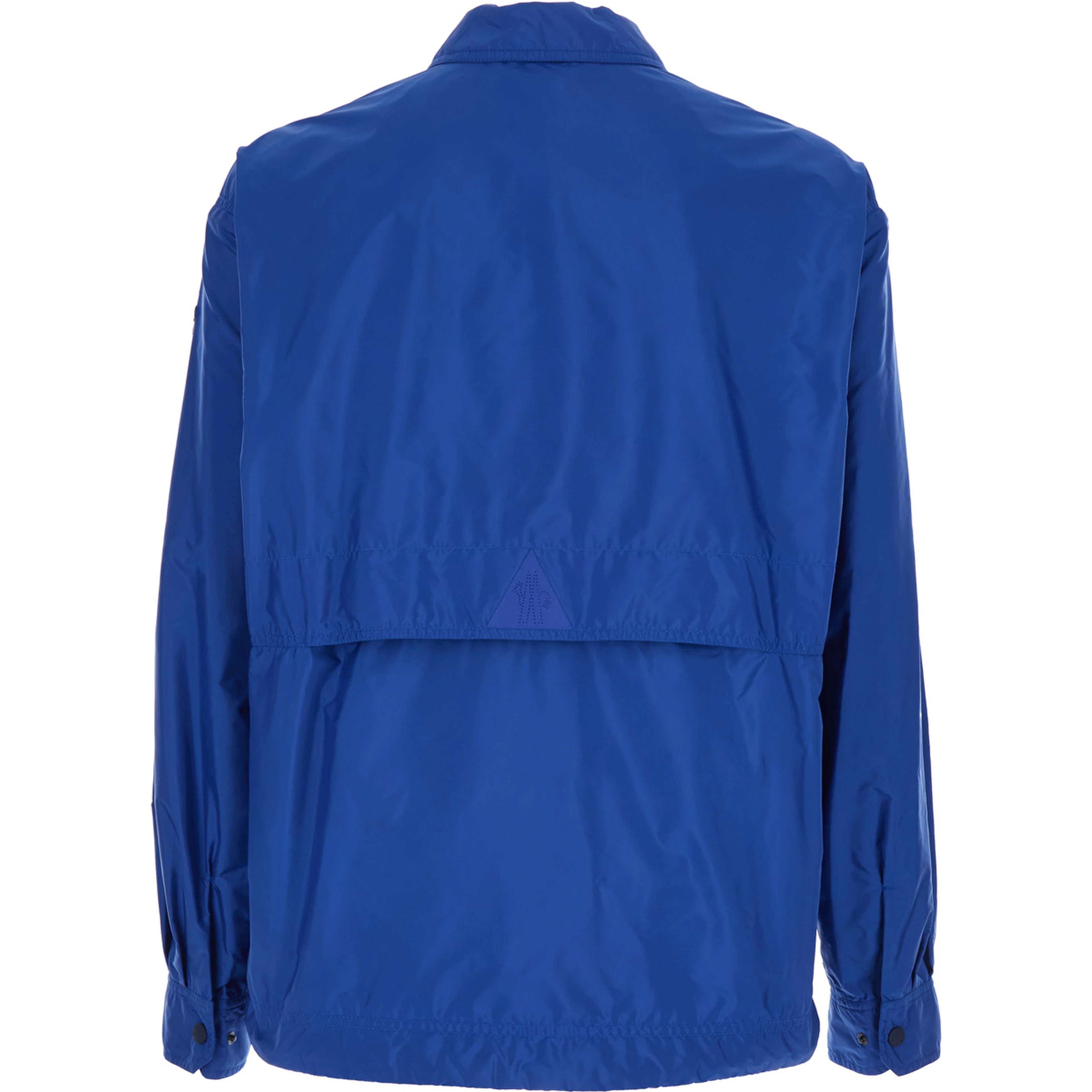 Brive Blue Jacket with High Collar and Logo Patch on the Sleeve in Tech Fabric Man