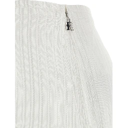 White Flowing Striped Shorts in Viscose and Cotton for Women
