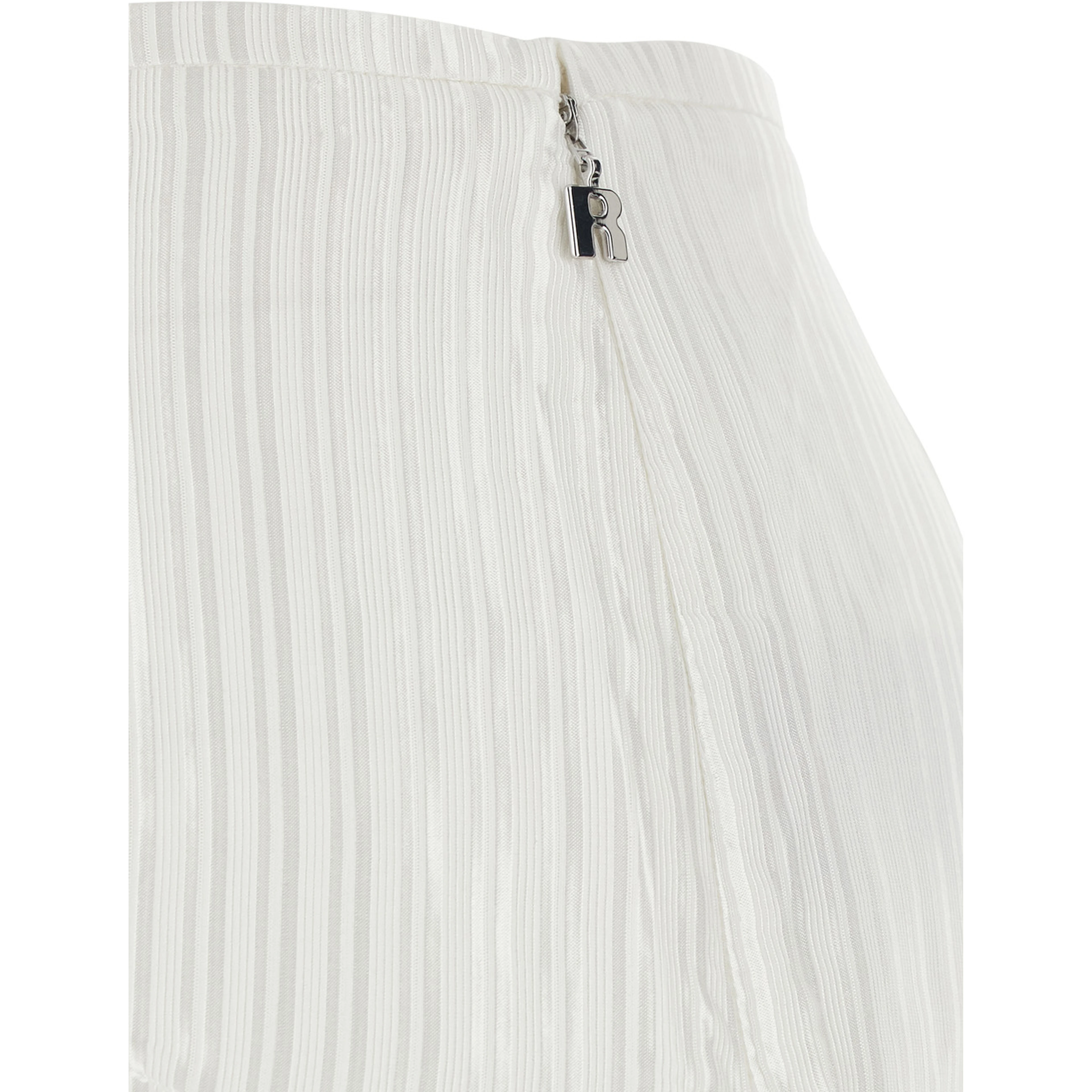 White Flowing Striped Shorts in Viscose and Cotton for Women