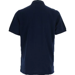 Blue Polo with Classic Collar and Logo on the Front in Cotton Men