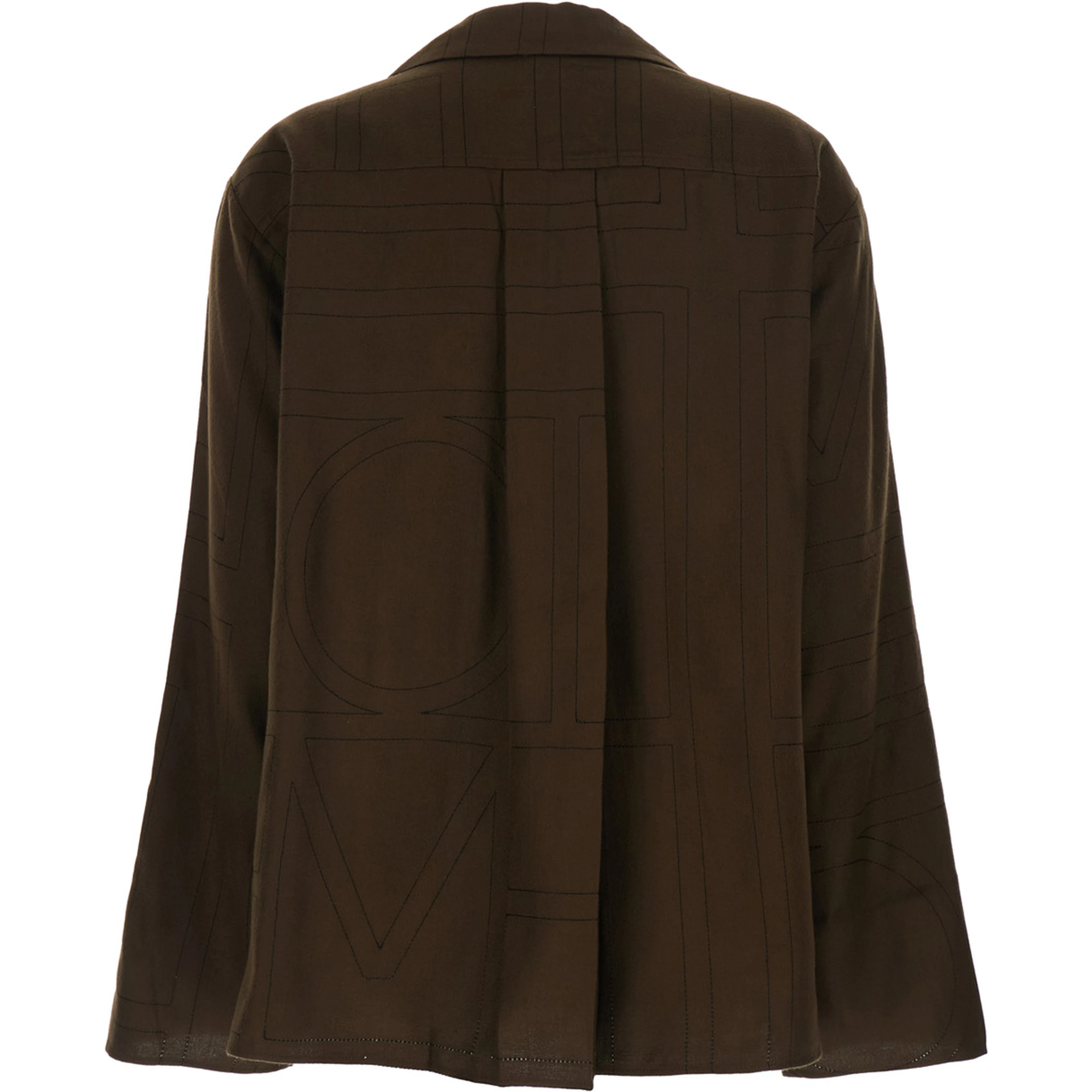 Brown long-sleeved Shirt with Notched Revers and All-Over Monogram Print in Modal for Women