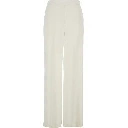 White Wide-Leg Pants with Elastic Waist for Women