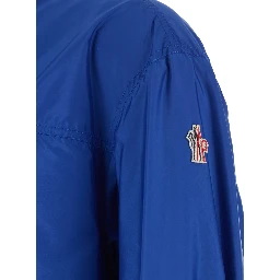 Brive Blue Jacket with High Collar and Logo Patch on the Sleeve in Tech Fabric Man