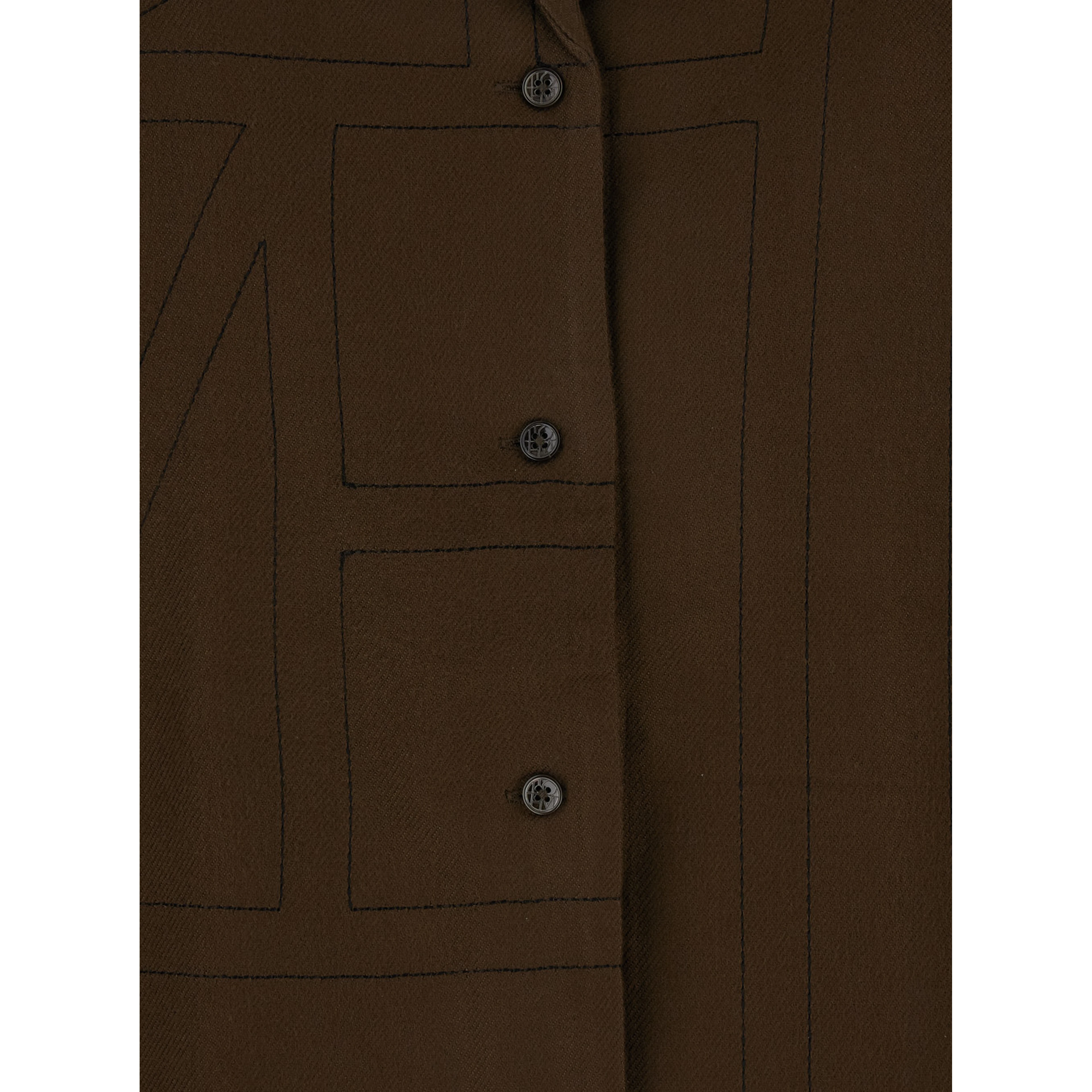 Brown long-sleeved Shirt with Notched Revers and All-Over Monogram Print in Modal for Women