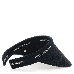 Carter Black Hat with Wide Brim with Logo in Cotton Women