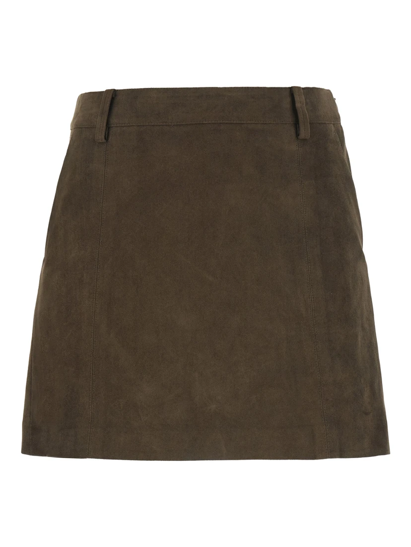 ALTER-SUEDE MINI SKIRT with polyester fabric and brown color for women