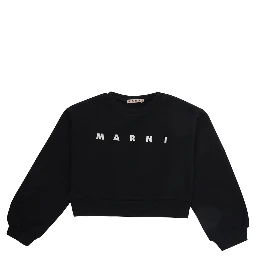 black Crewneck sweatshirt with logo on the front in cotton Girl