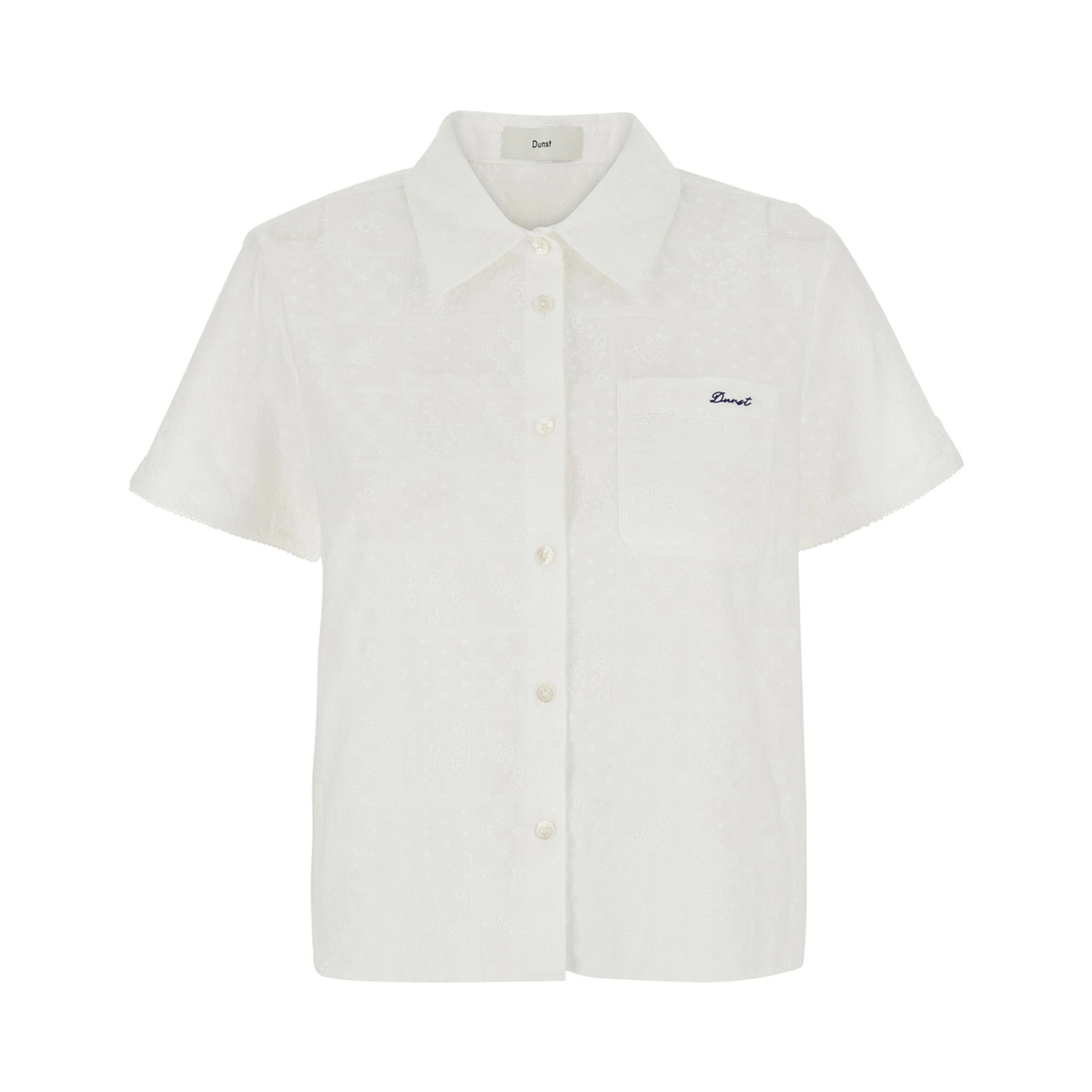 White Shirt with classic collar and logo embroidery on the front in cotton for women