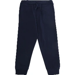 Blue pants with elasticated drawstring waist and logo lettering on the back in cotton boy