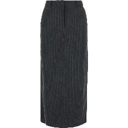 Long striped skirt with high waist and Tech Fabric gray woman