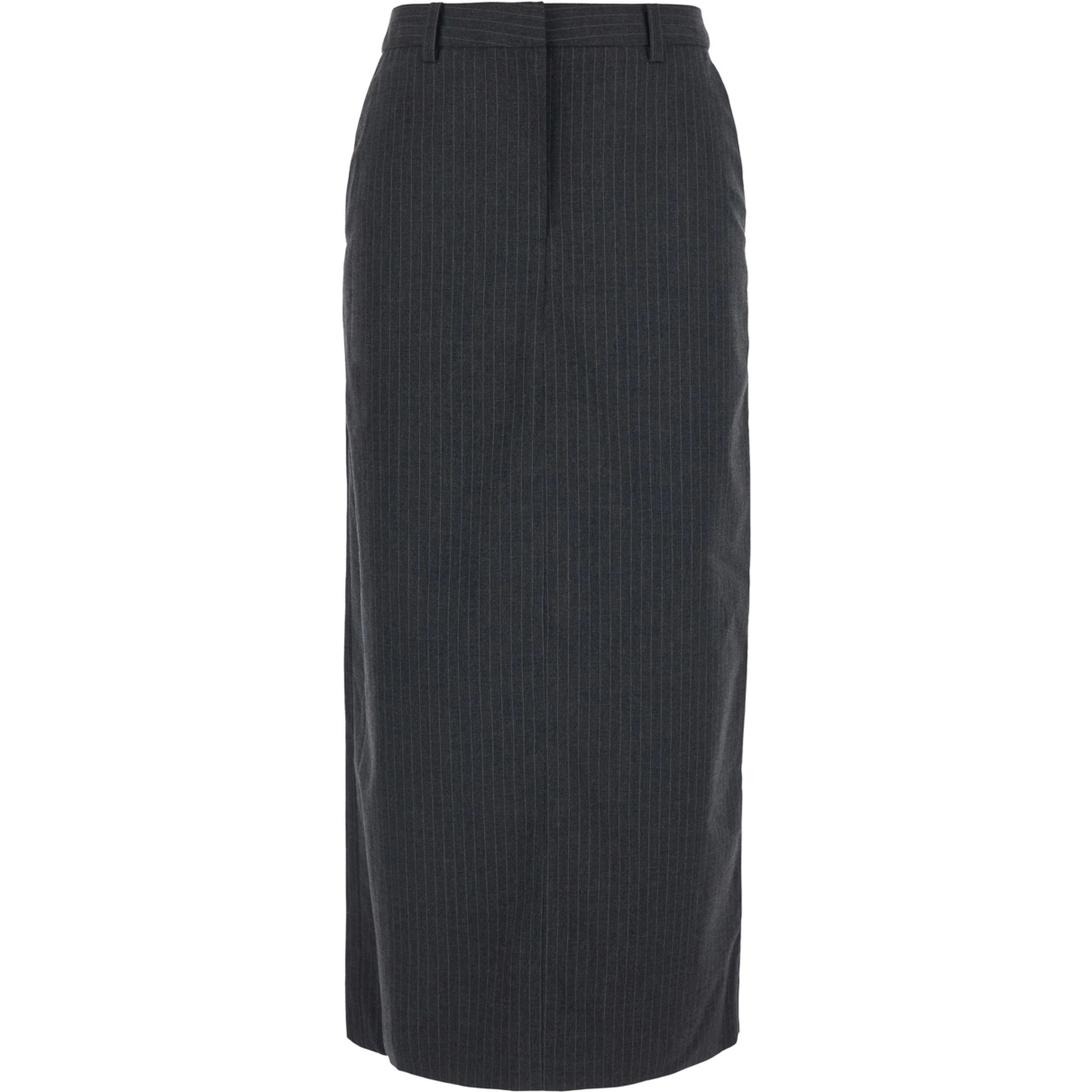 Long striped skirt with high waist and Tech Fabric gray woman