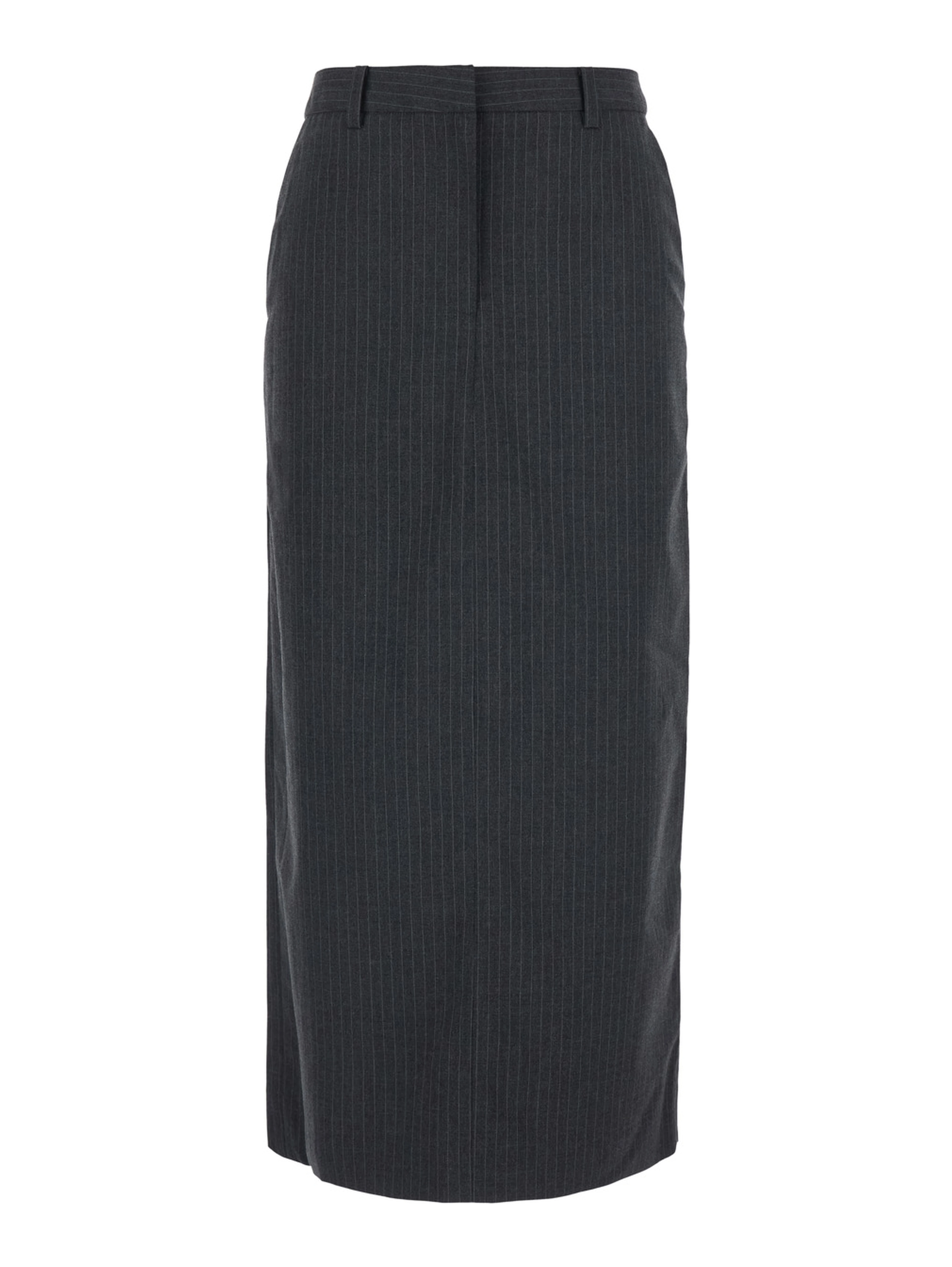 Long striped skirt with high waist and Tech Fabric gray woman
