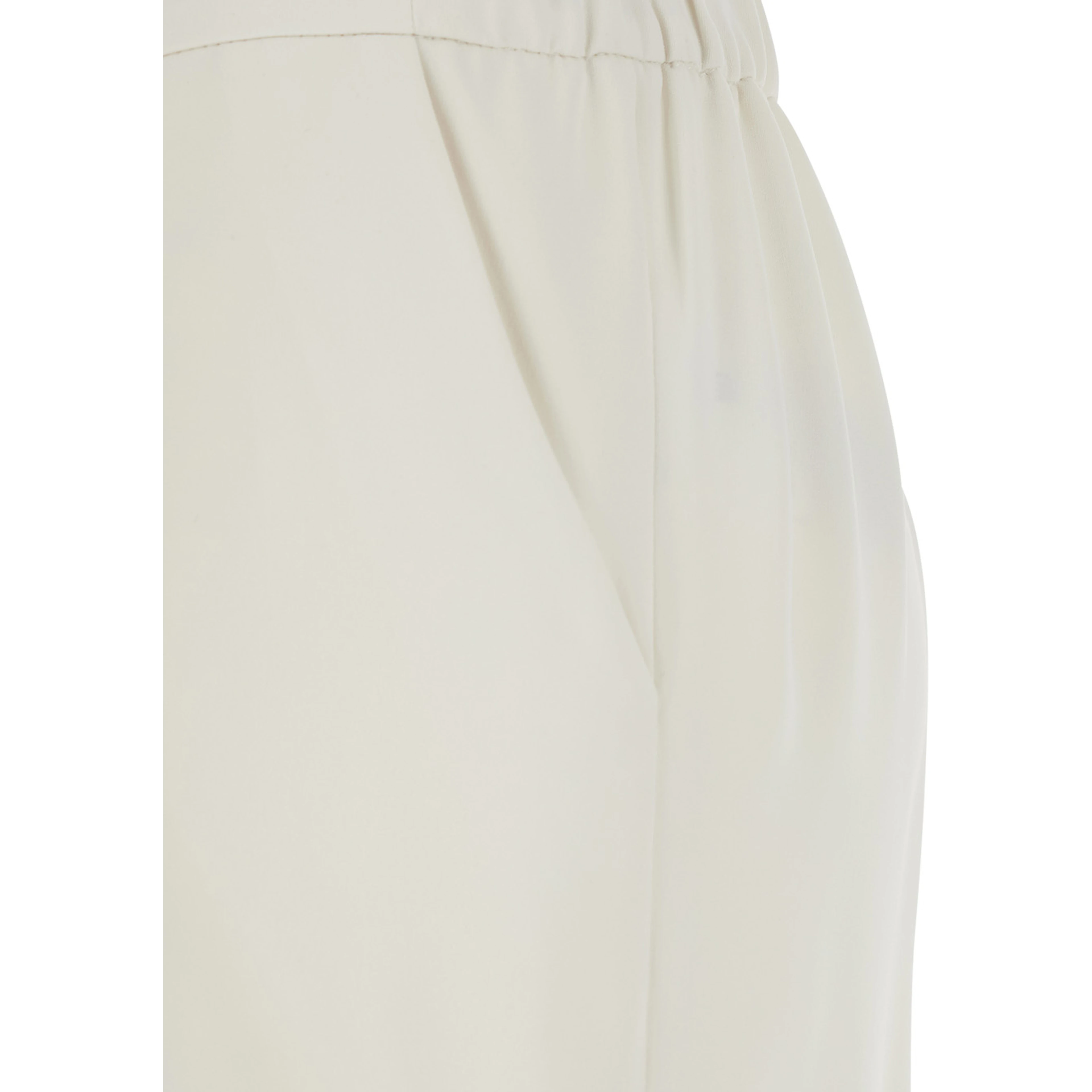 White Wide-Leg Pants with Elastic Waist for Women