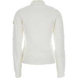 White CARDIGAN with stand-up collar and logo on the sleeve in Tech Fabric Woman