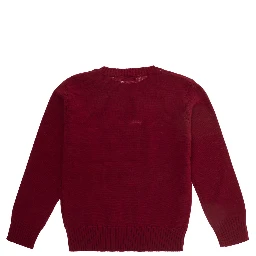 Red Crewneck sweater with logo embroidery on the front in wool blend boy