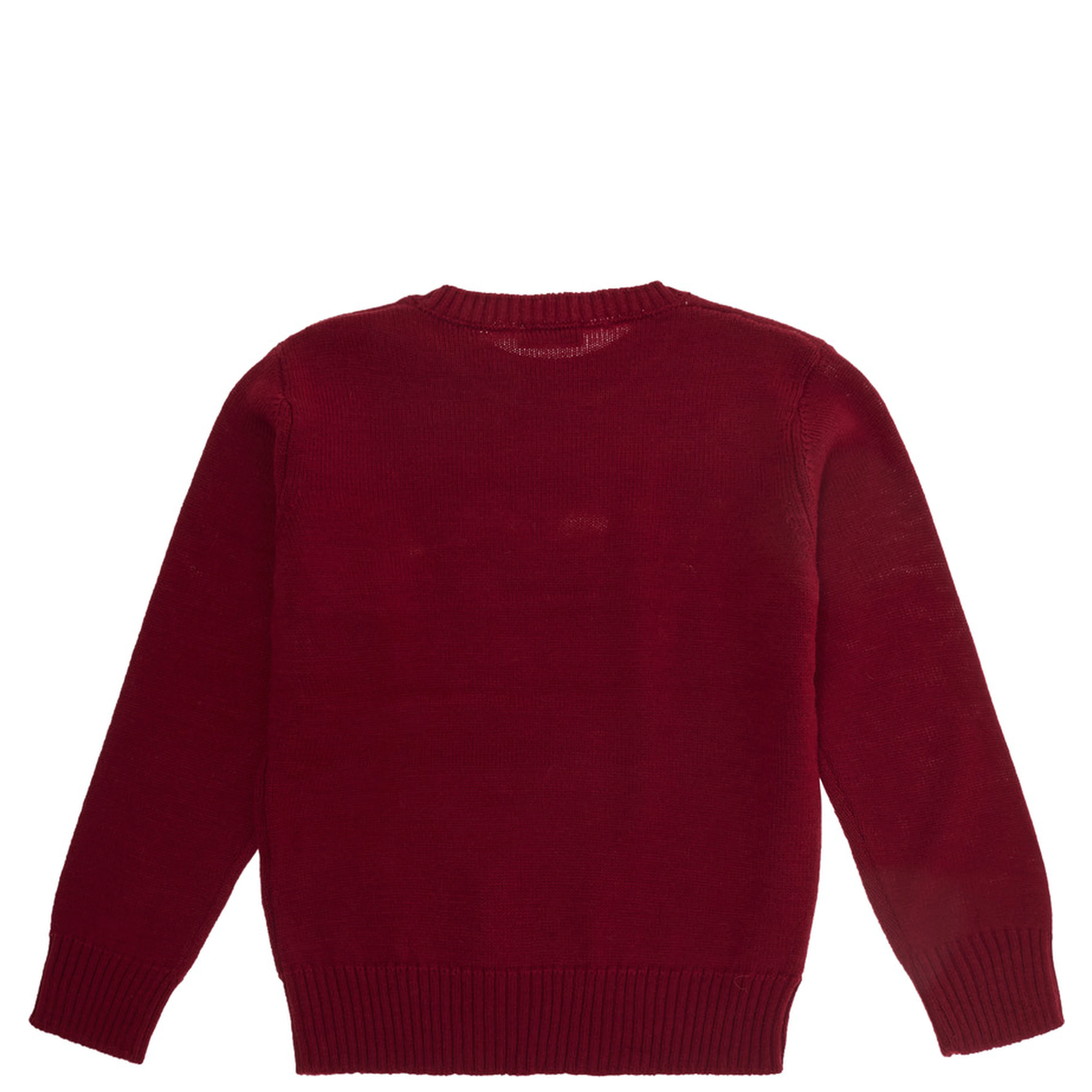 Red Crewneck sweater with logo embroidery on the front in wool blend boy