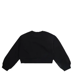 black Crewneck sweatshirt with logo on the front in cotton Girl