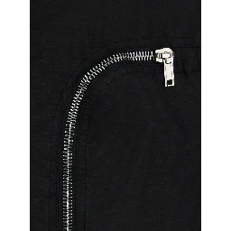 Black Bomber Jacket with bomber collar and zip pockets on the front in cotton for men