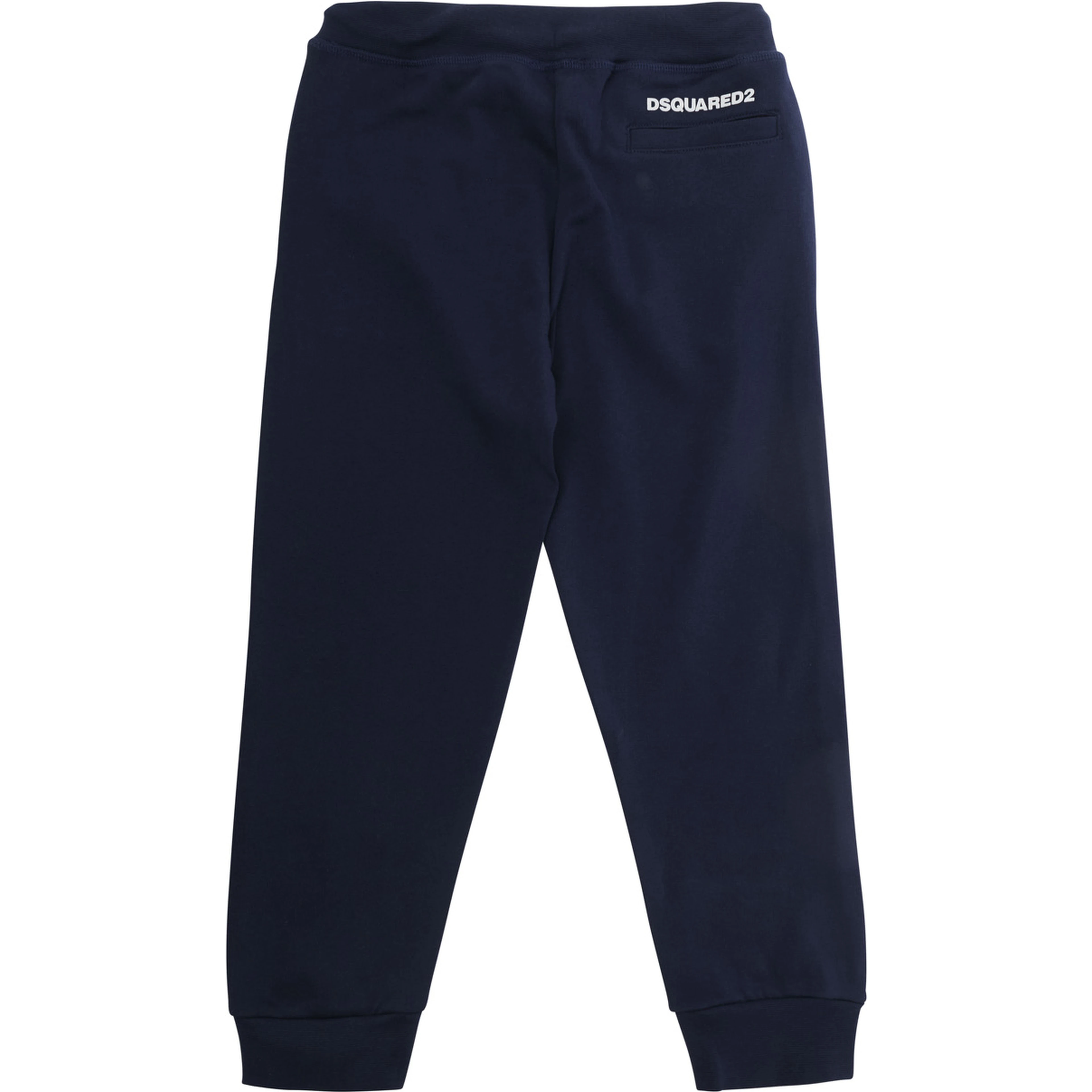 Blue pants with elasticated drawstring waist and logo lettering on the back in cotton boy