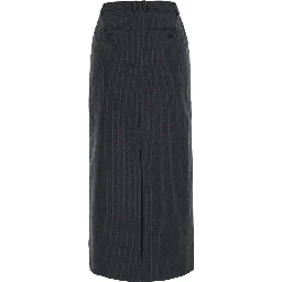 Long striped skirt with high waist and Tech Fabric gray woman