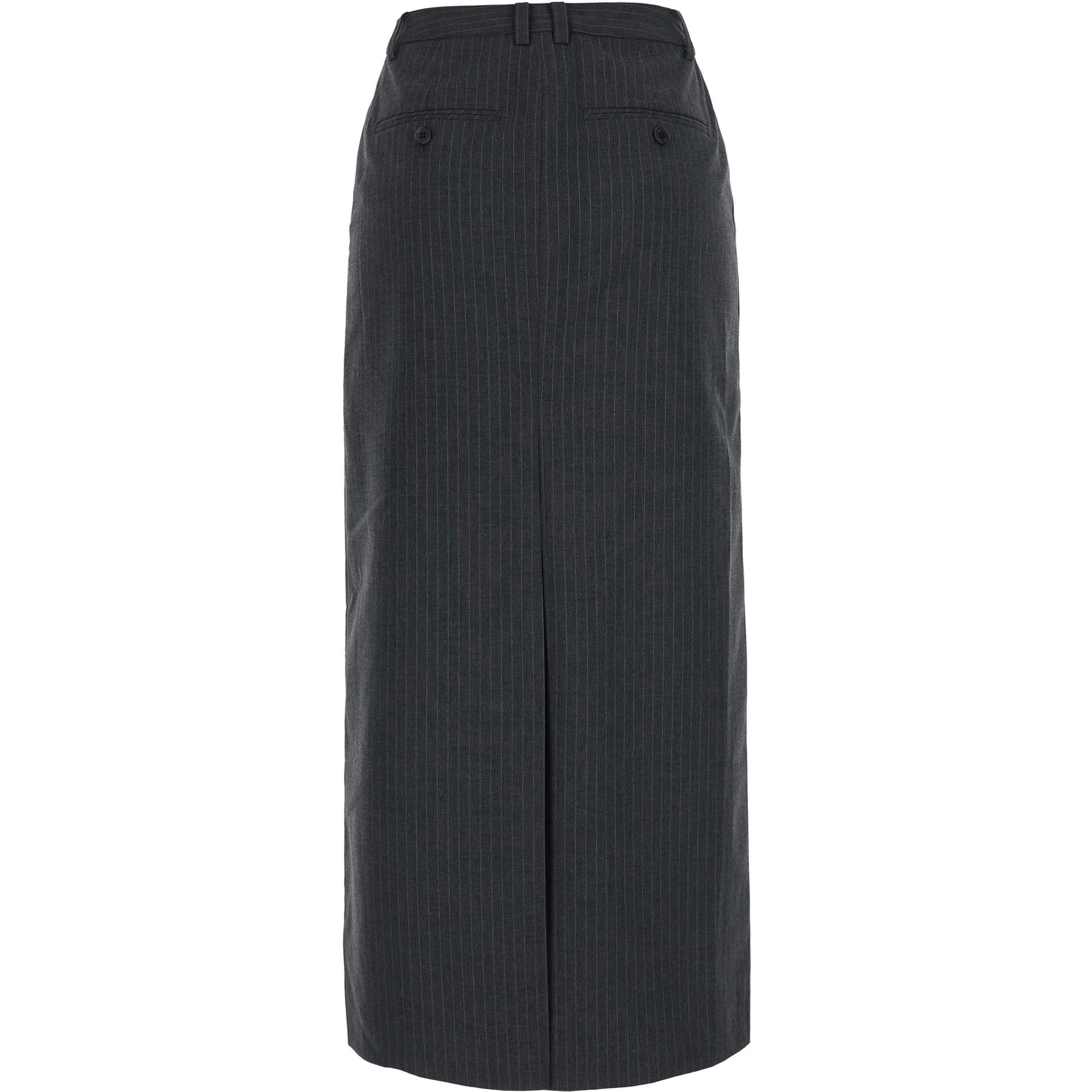 Long striped skirt with high waist and Tech Fabric gray woman