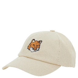 White Baseball cap with Fox Head patch on the front in cotton for men