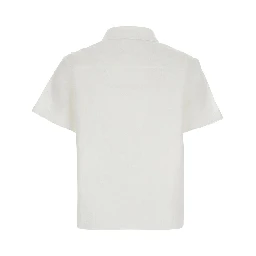 White Shirt with classic collar and logo embroidery on the front in cotton for women