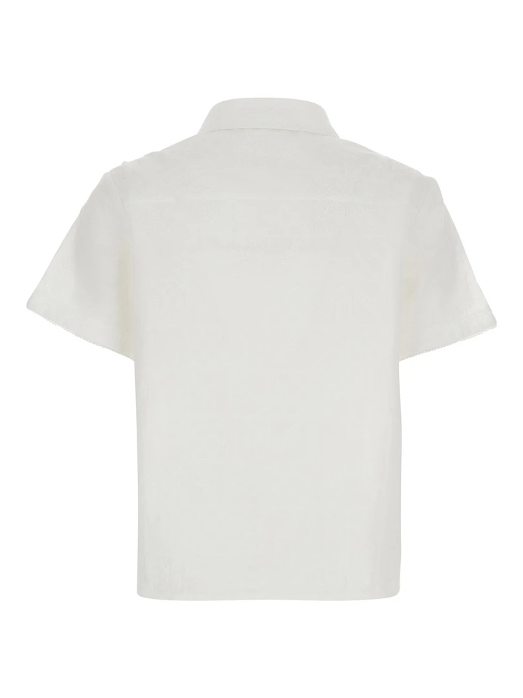White Shirt with classic collar and logo embroidery on the front in cotton for women alternative